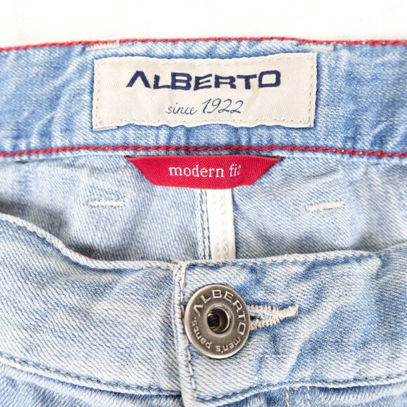Alberto Modern Fit Stone Jeans Men's 34x35 Straight Leg Light Wash Faded Denim - Picture 5 of 11